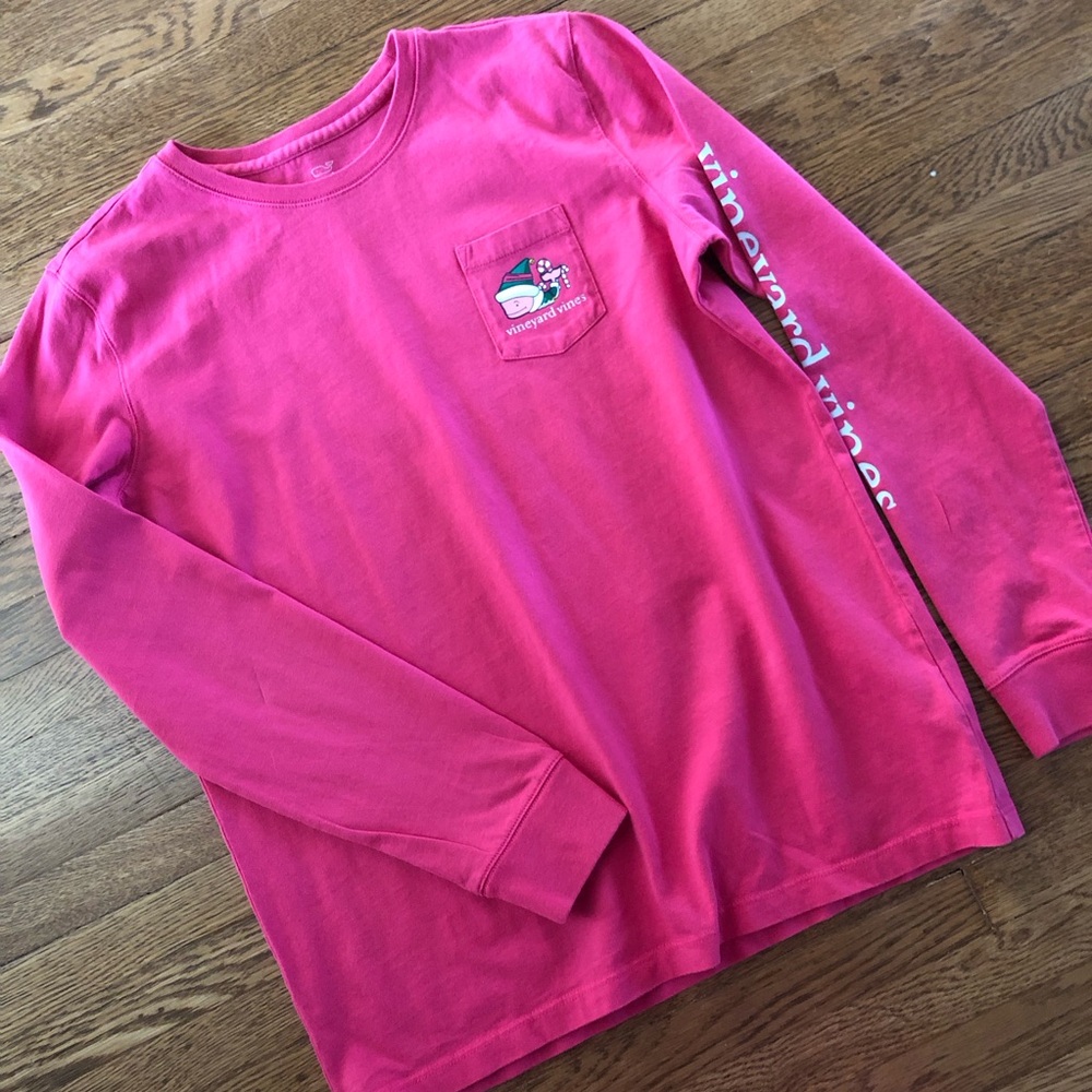 Vineyard vines pink long sleeve Christmas tee girls XL 16